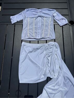 HalfHeart velvet stretch corset top & skirt